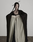 DOINDULGE Pleated Hooded Sheer Layered Outerwear