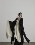 DOINDULGE Pleated Hooded Sheer Layered Outerwear