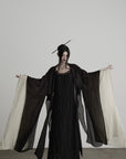 DOINDULGE Pleated Hooded Sheer Layered Outerwear