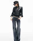 IAMXIAA Buckle-Neck Cropped Faux Leather Jacket