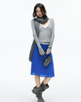 IAMXIAA Deep V-Neck Sheer Knit Sweater