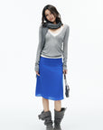 IAMXIAA Cobalt Blue Low-Rise Midi Skirt