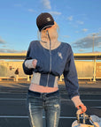 Rase le sol Sculpted High-Neck Corset Denim Jacket