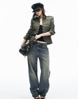IAMXIAA Vintage Wash Grommet Baggy Jeans
