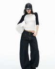 IAMXIAA Triple-Waist Wide-Leg Denim Jeans