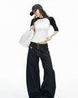 IAMXIAA Triple-Waist Wide-Leg Denim Jeans