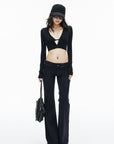 IAMXIAA Sheer V-Neck Cropped Knit Cardigan