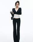IAMXIAA Sheer V-Neck Cropped Knit Cardigan