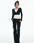 IAMXIAA Sheer V-Neck Cropped Knit Cardigan