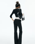 IAMXIAA Sheer V-Neck Cropped Knit Cardigan