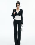 IAMXIAA Sheer V-Neck Cropped Knit Cardigan