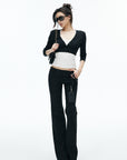 IAMXIAA Sheer V-Neck Cropped Knit Cardigan