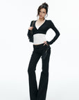 IAMXIAA Sheer V-Neck Cropped Knit Cardigan