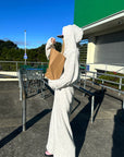 Rase le sol Crinkled Hooded Zip-Up & Wide-Leg Pants Set