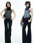 IAMXIAA Striped High-Neck Knit Top