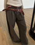 Rase le sol Layered Utility Belt Wide-Leg Pants