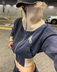 Rase le sol Sculpted High-Neck Corset Denim Jacket