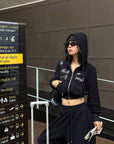 WARDEN EDGE Textured Fleece Cropped Hoodie & Wide Leg Sweatpants Set