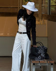 Hydrae Low Rise Wide Leg Turn-Up Cuff Jeans
