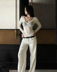 Hydrae Sheer V-Neck Second-Skin Long-Sleeve Top