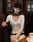 Hydrae Sheer V-Neck Second-Skin Long-Sleeve Top
