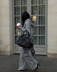 Hydrae Soft Grey Oversized Zip Hoodie & Wide-Leg Drawstring Sweatpants Two-Piece Set