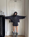 WARDEN EDGE Cropped Graphic Hoodie & Shorts Set