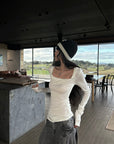 WARDEN EDGE Sculpted Square Neck Long Sleeve Top