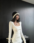 WARDEN EDGE Sculpted Square Neck Long Sleeve Top