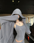 WARDEN EDGE Brushed Knit Hoodie Camisole & Wide-Leg Pants Set