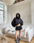 WARDEN EDGE Cropped Graphic Hoodie & Shorts Set