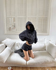 WARDEN EDGE Cropped Graphic Hoodie & Shorts Set