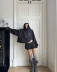 WARDEN EDGE Cropped Graphic Hoodie & Shorts Set
