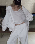 0122stepll 오프-듀티 오버사이즈 후디, 스쿱 탱크 & 와이드 레그 팬츠 세트