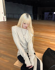 Rase le sol Wool Fallen Shoulder Button Knit Sweater