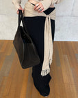 Rase le sol Draped Tie-Waist Wool Knit Maxi Skirt