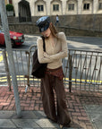 Rase le sol Layered Utility Belt Wide-Leg Pants