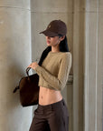 ROVENTE Cable-Knit Cropped Sweater