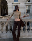 ROVENTE Low-Rise Tailored Wide-Leg Trousers