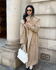 ROVENTE Sculpted Collar Belted Trench Coat