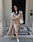 ROVENTE Sculpted Collar Belted Trench Coat