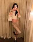 ROVENTE Cable-Knit Cropped Sweater