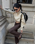ROVENTE Contrast Stripe Cropped Track Jacket