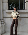 ROVENTE Low-Rise Tailored Wide-Leg Trousers
