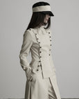DOINDULGE Stand Collar Double-Breasted Fitted Shirt