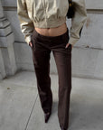ROVENTE Low-Rise Tailored Wide-Leg Trousers
