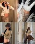 ROVENTE Cable-Knit Cropped Sweater