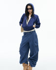 IAMXIAA Vintage Blue Oversized Cargo Jeans