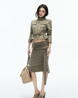 IAMXIAA Foldover Waist Tie-Detail Knit Midi Skirt