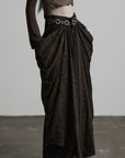 DOINDULGE Beaded Waist Draped Maxi Skirt